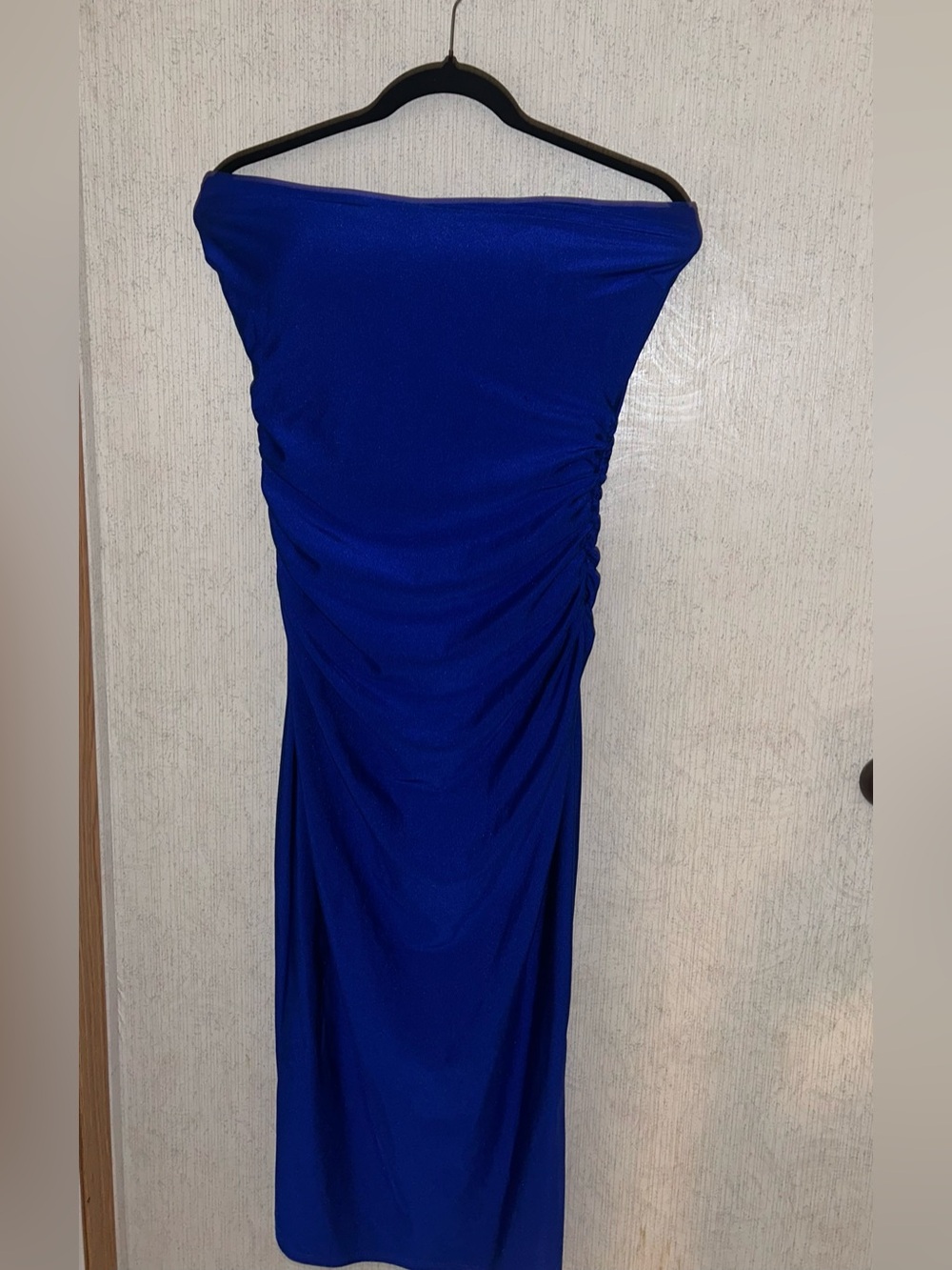 Windsor Strapless Cobalt Blue Ruched Midi Dress